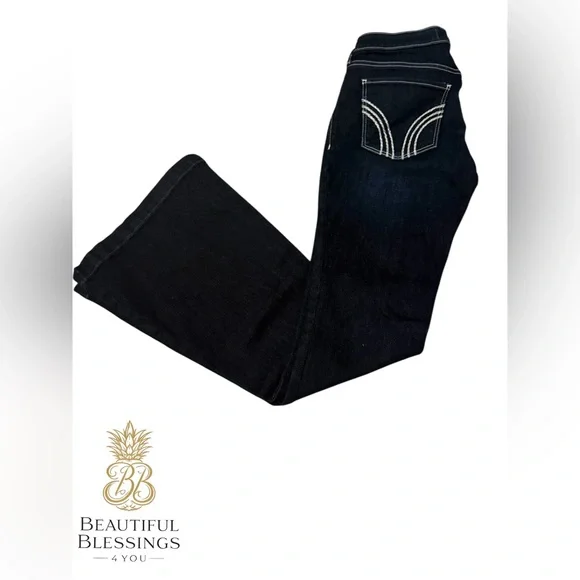 Hollister 3S 26W/30L Low Rise Vintage Flare with Soft Stretch Dark Blue Jeans - Picture 5 of 6